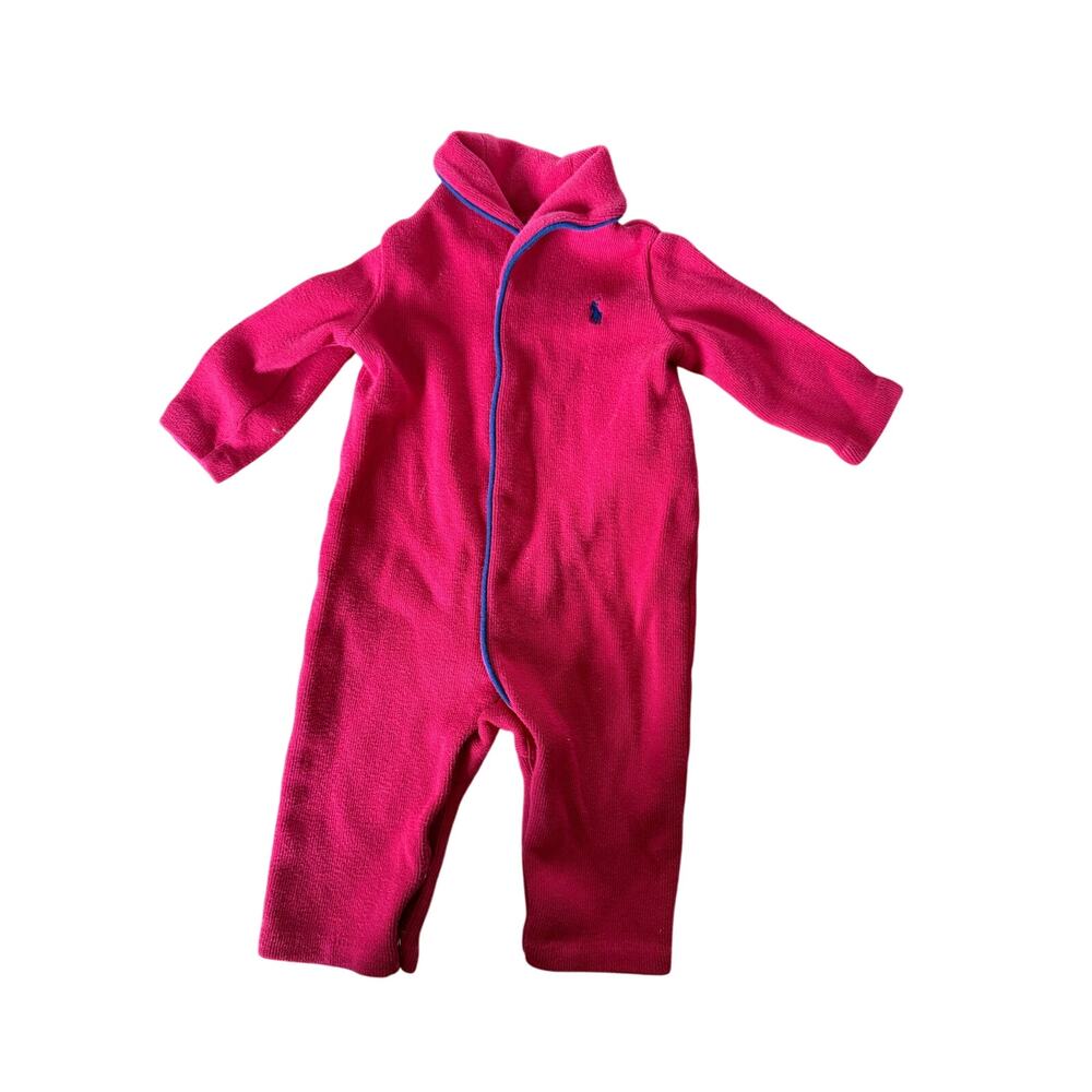 POLO‎ RALPH LAUREN Baby Boys French Rib Cotton Coverall in red